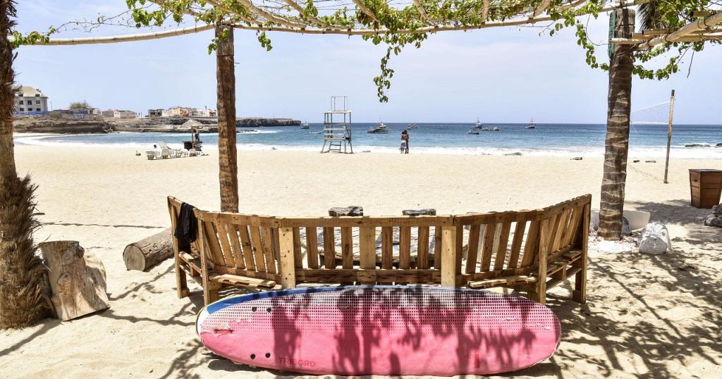 A general view of a beach in Tarrafal, Cape Verde, on April 14, 2021