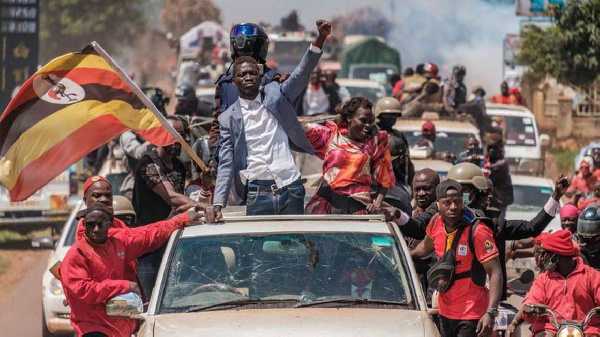 Bobi Wine, Uganda's opposition presidential candidate during one of his recent campaigns