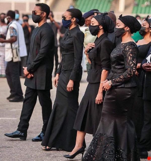 Children of former President Rawlings, Zanetor, Yaa Asantewaa, Amina and Kimathi during the funeral