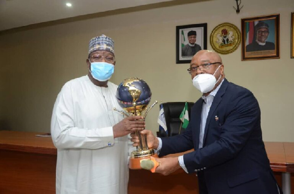 Dr. Eke Agbai presented the award to Prof. Danbatta at the Commission's Headquarters, Abuja