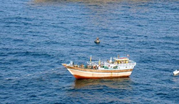 Migrants on a boat off the Libyan coast (file image)