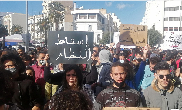 Protestors in Tunis