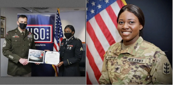 Sergeant Mary Ehiarinmwain (Right) receiving her award