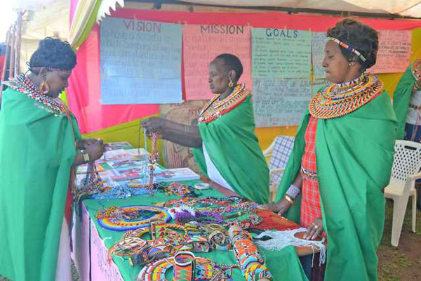 Some of the beads done by different women groups in Samburu on display