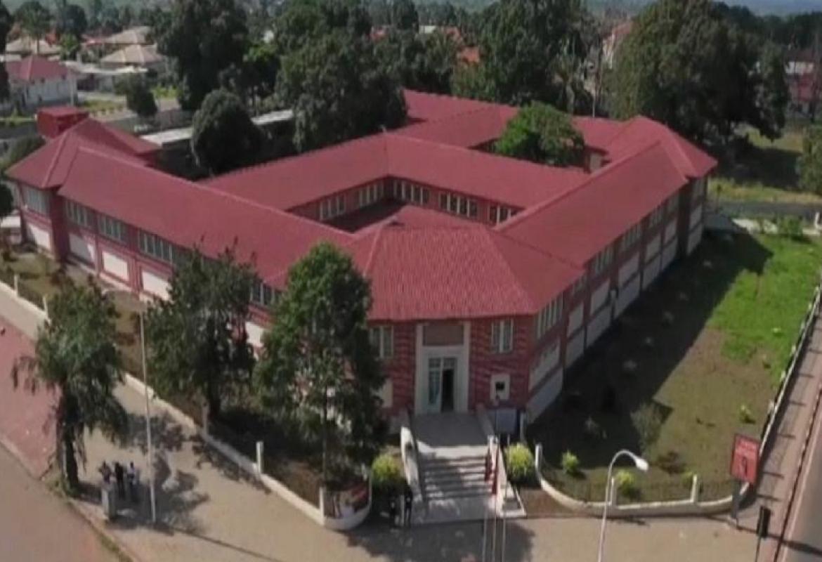 Aerial shot of the museum of Dundo in eastern Angola.