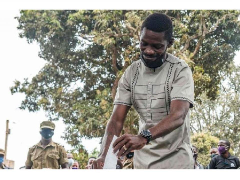 Ugandan presidential candidate Bobi Wine, casts his ballot in Magere, | AFP