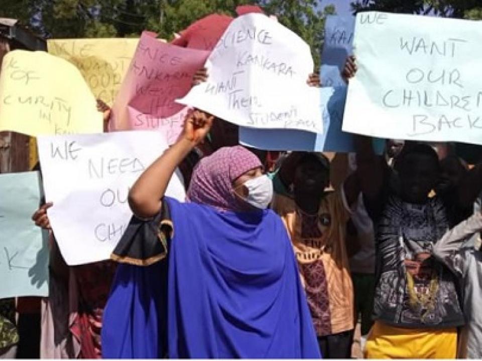 The protesters also chanted songs seeking the rescue of the abducted students