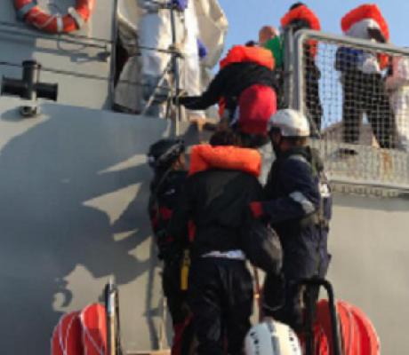 The migrants were isolated on the aft deck of the ship while at sea