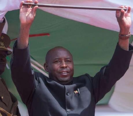 Burundi President Evariste Ndayishimiye during his swearing-in ceremony in Gitega (File/AFP)