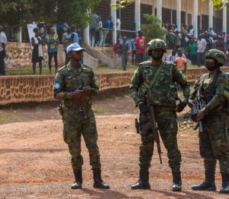 Rwandan peacekeepers at polling station in the Central African Republic, NACER TALEL | ANADOLU via A