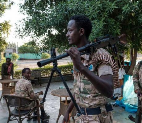 Members of the Amhara Special Forces at an improvised camp in Humera, Ethiopia (EDUARDO SOTERAS | AF