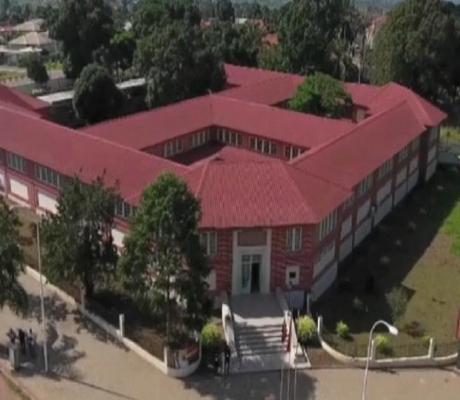 Aerial shot of the museum of Dundo in eastern Angola.
