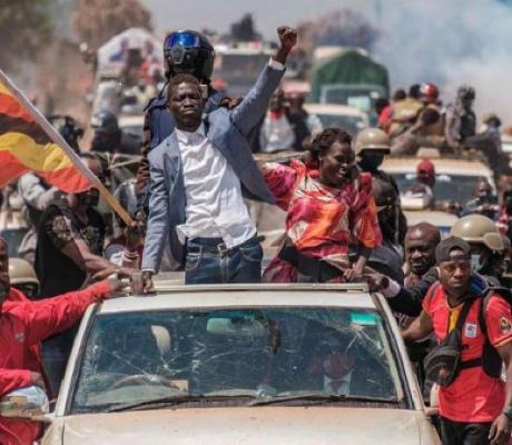 Bobi Wine, Uganda's opposition presidential candidate during one of his recent campaigns