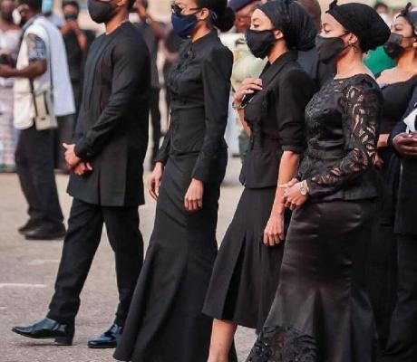 Children of former President Rawlings, Zanetor, Yaa Asantewaa, Amina and Kimathi during the funeral