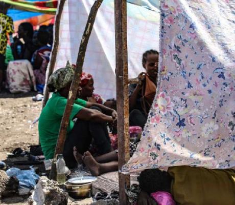 Ethiopians, who fled ongoing fighting, seen at a refugee camp in Kassala state, Sudan, (AFP)