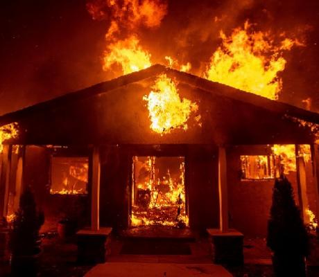 File photo of a burning house