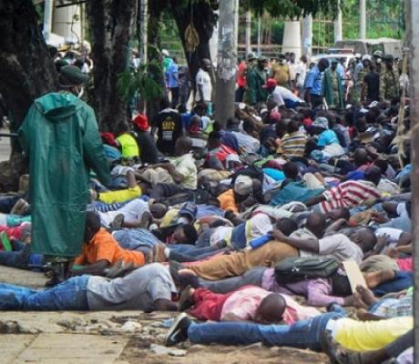  Police force ferry passengers to lie down after firing tear gas and detaining them in Mombasa