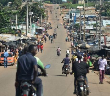 Residents on a street in Daoukro, Ivory Coast