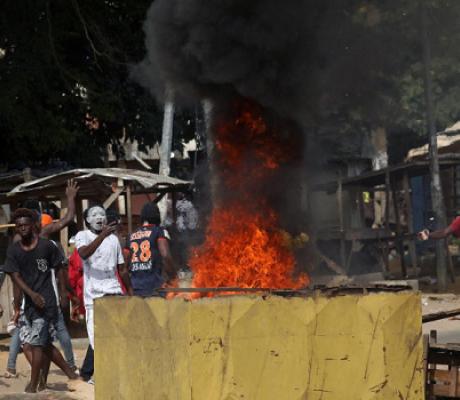 Residents protest after ransacking a half-built makeshift hospital for the coronavirus disease