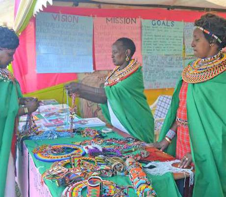 Some of the beads done by different women groups in Samburu on display