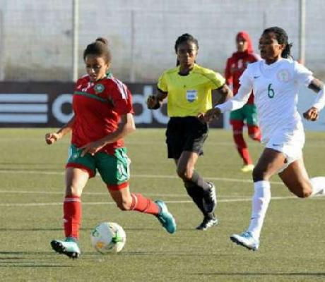 The Moroccan U-20 female side in action against Nigeria
