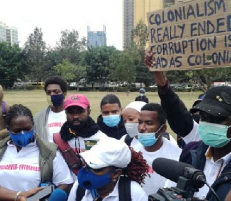 The activists were led by Haki Africa’s Hussein Khalid and rights crusader Wanjeri Nderi