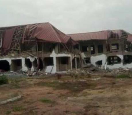 The demolished building at the Nigerian High Commission